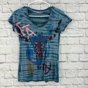 Vintage Christian Audigier Short Sleeve T Shirt Maximalist Y2K 90s Small